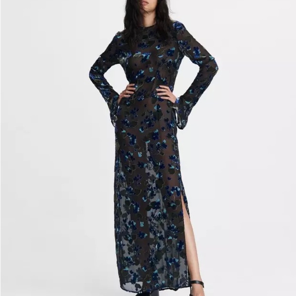 Rag & Bone Black and Blue Floral Dress
